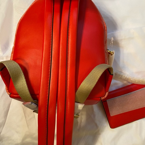 NWT Michael Kors Signature Red Leather Backpack With The Wallet Small Size - Picture 6 of 6